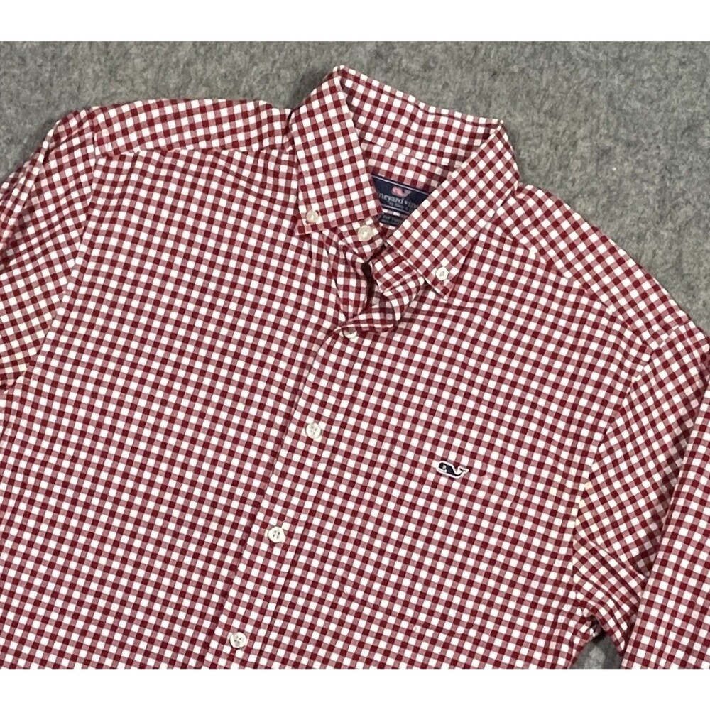 Vineyard Vines Red Gingham Classic Fit Tucker Shirt Style 1W163 Small